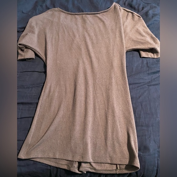 MAX + ASH Charcoal Grey Knit Keyhole Mini Dress Tunic - Picture 5 of 7